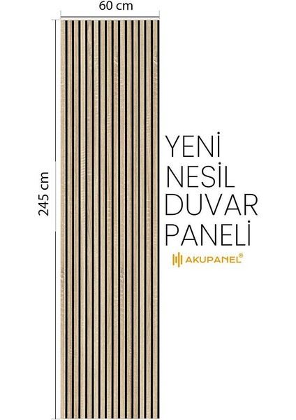 Flex 60X245 cm Meşe Renk Akustik Ahşap Duvar Paneli