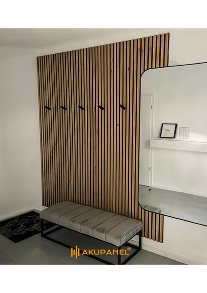 Flex 60X245 cm Meşe Renk Akustik Ahşap Duvar Paneli