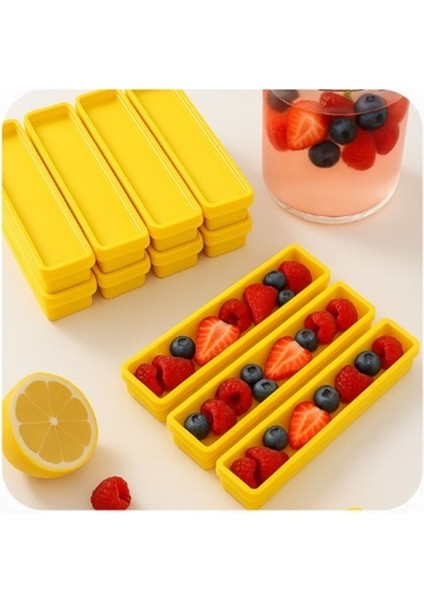 3 Adet Dikdörtgen Kapaklı Çubuk Şekilli Silikon Buz Kalıbı Kahve Kokteyl Içecek Sunum Buzluk 13 cm