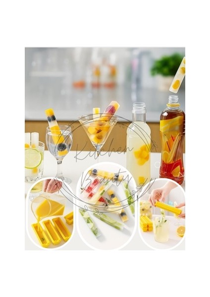 3 Adet Dikdörtgen Kapaklı Çubuk Şekilli Silikon Buz Kalıbı Kahve Kokteyl Içecek Sunum Buzluk 13 cm modelleri