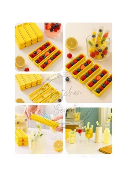 3 Adet Dikdörtgen Kapaklı Çubuk Şekilli Silikon Buz Kalıbı Kahve Kokteyl Içecek Sunum Buzluk 13 cm fırsatları