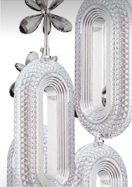 Alfa LED 8'li Krom 3 Renk Modu Ledli Kristal Taşlı Modern LED Avize fırsatları