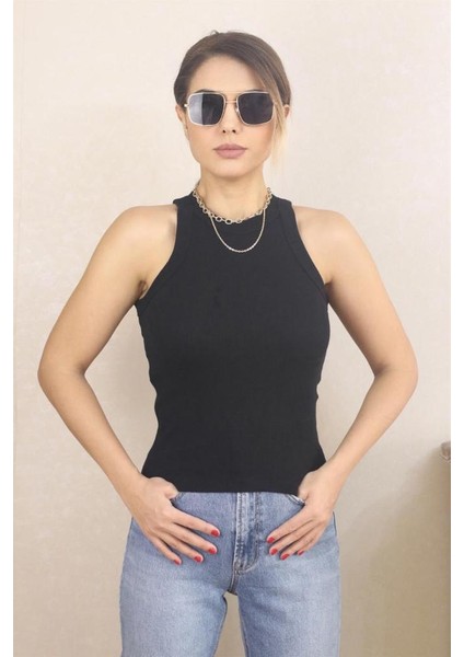 Kadın 3'lü Premium Pamuklu Fitilli Atlet Beyaz, Siyah, Fuşya