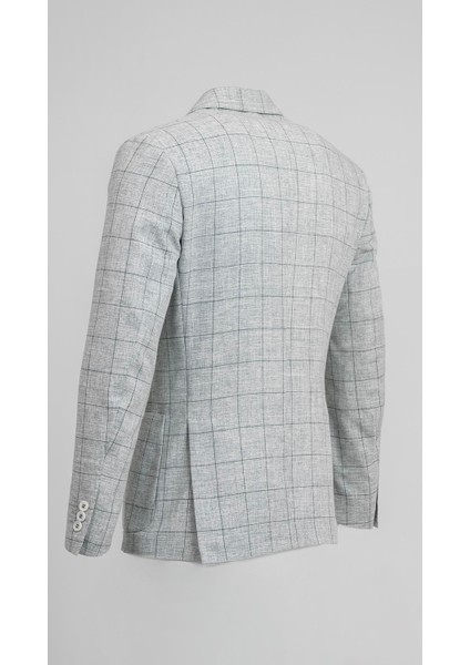 Yeşil Kareli Slim Fit Erkek Kruvaze Ceket modelleri
