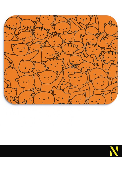Sevimli Kediler Turuncu Renkli Ergonomik Mouse Pad - 23 cm x 19 cm - Kaydırmaz Taban Ev ve Ofis Kullanımı Için Ideal Fare Altlığı Mousepad