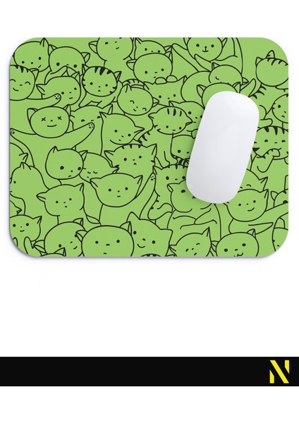Sevimli Kediler Yeşil Renkli Ergonomik Mouse Pad - 23 cm x 19 cm - Kaydırmaz Taban Ev ve Ofis Kullanımı Için Ideal Fare Altlığı Mousepad fırsatları