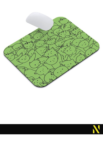 Sevimli Kediler Yeşil Renkli Ergonomik Mouse Pad - 23 cm x 19 cm - Kaydırmaz Taban Ev ve Ofis Kullanımı Için Ideal Fare Altlığı Mousepad indirimleri