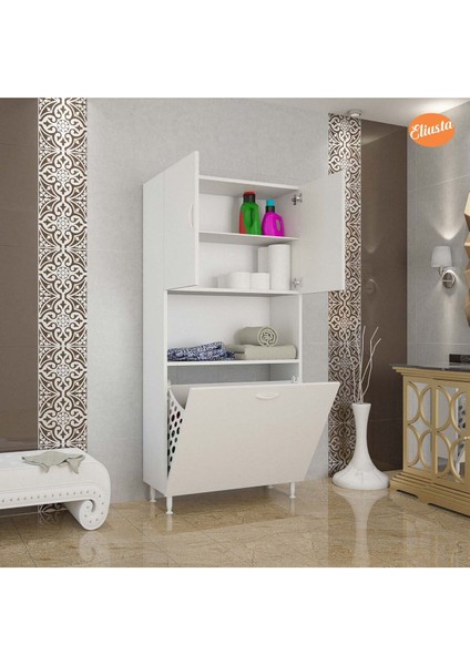 75 x 165 x 30 cm ARD-141 2 Kapaklı 2 Bölmeli Sepet Raflı Banyo Dolabı Kirli Çamaşır Dolabı fiyatları
