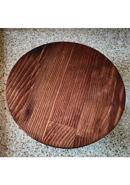 Yuvarlak Ahşap Sunum Tahtası - 23 cm çap, 6 cm yükseklik - Kahverengi modelleri
