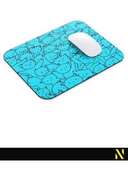 Sevimli Kediler Turkuaz Renkli Ergonomik Mouse Pad - 23 cm x 19 cm - Kaydırmaz Taban Ev ve Ofis Kullanımı Için Ideal Fare Altlığı Mousepad modelleri
