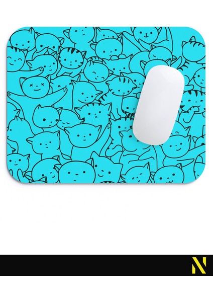 Sevimli Kediler Turkuaz Renkli Ergonomik Mouse Pad - 23 cm x 19 cm - Kaydırmaz Taban Ev ve Ofis Kullanımı Için Ideal Fare Altlığı Mousepad fırsatları