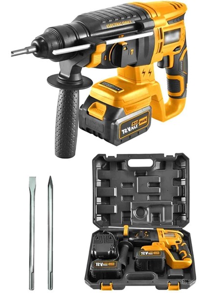 Çift Pilli 72 V 10 Ah Uzun Ömürlü (Kömürsüz) Motor Çift Akülü Pnömatik Kırıcı Delici Matkap