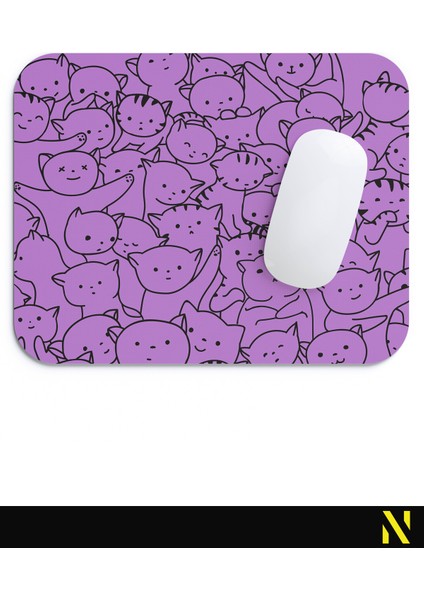 Sevimli Kediler Mor Renkli Ergonomik Mouse Pad - 23 cm x 19 cm - Kaydırmaz Taban Ev ve Ofis Kullanımı Için Ideal Fare Altlığı Mousepad fırsatları