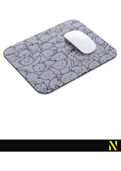 Sevimli Kediler Gri Renkli Ergonomik Mouse Pad - 23 cm x 19 cm - Kaydırmaz Taban Ev ve Ofis Kullanımı Için Ideal Fare Altlığı Mousepad modelleri
