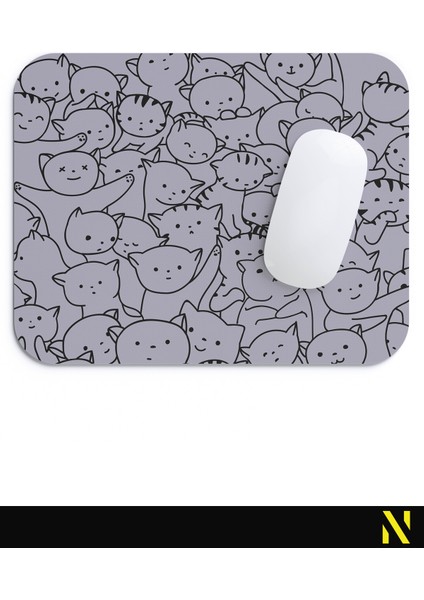 Sevimli Kediler Gri Renkli Ergonomik Mouse Pad - 23 cm x 19 cm - Kaydırmaz Taban Ev ve Ofis Kullanımı Için Ideal Fare Altlığı Mousepad fırsatları