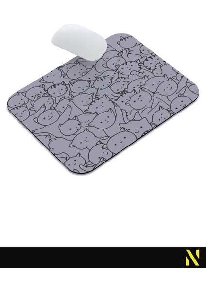 Sevimli Kediler Gri Renkli Ergonomik Mouse Pad - 23 cm x 19 cm - Kaydırmaz Taban Ev ve Ofis Kullanımı Için Ideal Fare Altlığı Mousepad indirimleri