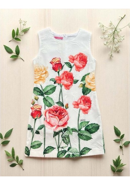 Çiçek Baskılı Astarlı Jile - Nanıca Kıds - NNC222847 - Krem - 7 Yaş - NNC222847-KREM-7 Yaş Krem