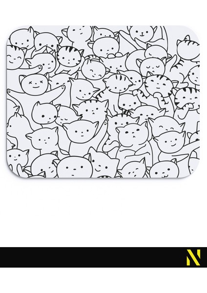 Sevimli Kediler Beyaz Renkli Ergonomik Mouse Pad - 23 cm x 19 cm - Kaydırmaz Taban Ev ve Ofis Kullanımı Için Ideal Fare Altlığı Mousepad