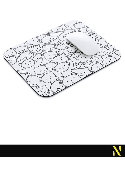 Sevimli Kediler Beyaz Renkli Ergonomik Mouse Pad - 23 cm x 19 cm - Kaydırmaz Taban Ev ve Ofis Kullanımı Için Ideal Fare Altlığı Mousepad modelleri