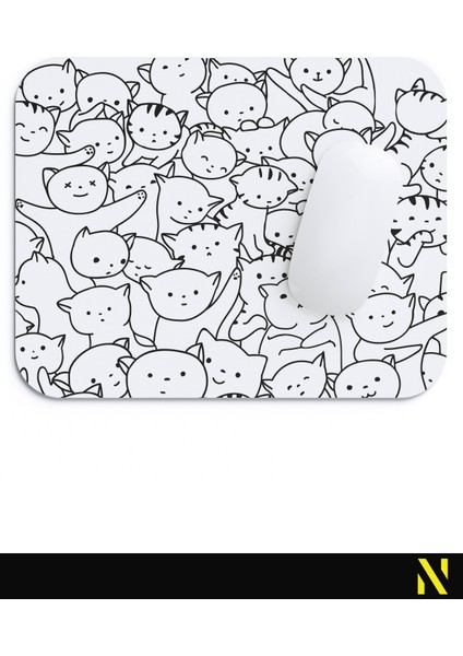 Sevimli Kediler Beyaz Renkli Ergonomik Mouse Pad - 23 cm x 19 cm - Kaydırmaz Taban Ev ve Ofis Kullanımı Için Ideal Fare Altlığı Mousepad fırsatları