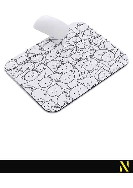 Sevimli Kediler Beyaz Renkli Ergonomik Mouse Pad - 23 cm x 19 cm - Kaydırmaz Taban Ev ve Ofis Kullanımı Için Ideal Fare Altlığı Mousepad indirimleri