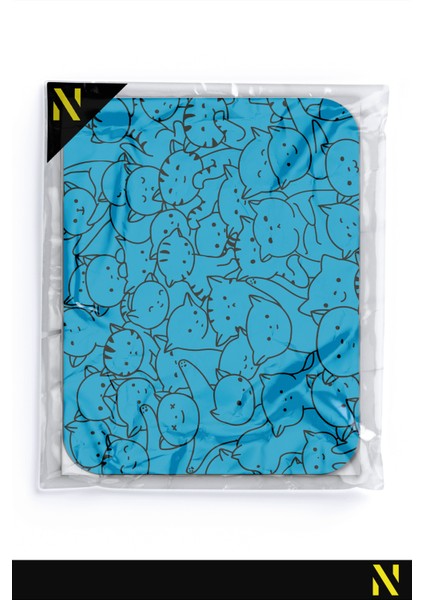 Sevimli Kediler Mavi Renkli Ergonomik Mouse Pad - 23 cm x 19 cm - Kaydırmaz Taban Ev ve Ofis Kullanımı Için Ideal Fare Altlığı Mousepad