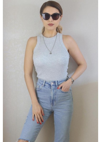 Kadın Premium Doku Gri Fitilli Pamuklu Atlet fırsatları