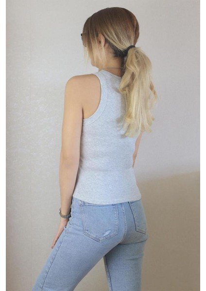 Kadın Premium Doku Gri Fitilli Pamuklu Atlet indirimleri