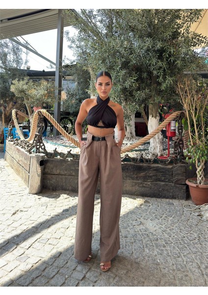 Vizon Keten Kemerli Pantolon fırsatları