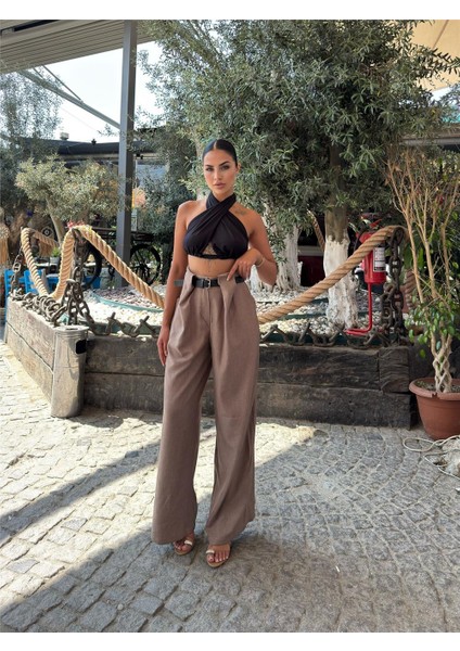 Vizon Keten Kemerli Pantolon indirimleri