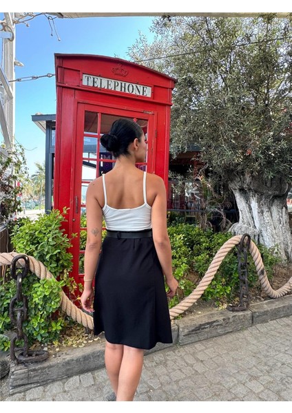 Siyah Kemerli Pileli Etek fiyatları