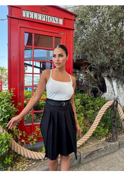 Siyah Kemerli Pileli Etek indirimleri