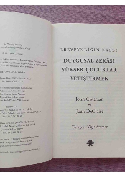 Ebeveynliğin Kalbi Duygusal Zekası Yüksek Çocuk Yetiştirmek John Gottman-Joan Declaıre 2023 Basim 256 Sayfa Kondisyon Çok Iyi Durumda fırsatları