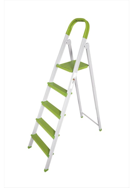 Uzun Büyük 130 cm A Tipi 4+1 Toplam 5 Kaydırmaz Basamaklı Sehpalı Sağlam Pabuçlu Merdiven Basamak