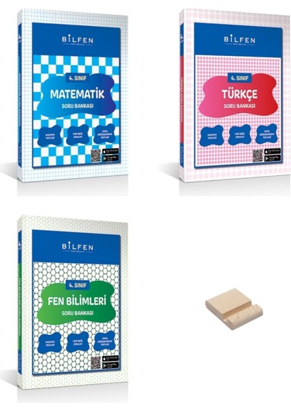 4. Sınıf Matematik Türkçe ve Fen Bilgisi 3lü Set Soru Bankası + Telefon Tutucu