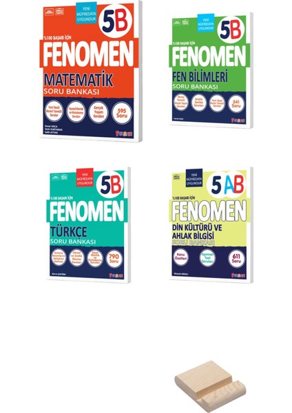 Fenomen Yayıncılık 5. Sınıf B Serisi Matematik – Fen Bilimleri - Türkçe – Din Kültürü ve Ahlak Bilgisi 4’lü Set Soru Bankası - Telefon Tutucu