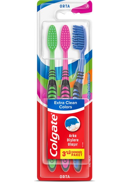 Extra Clean Colors Diş Fırçası 2+1