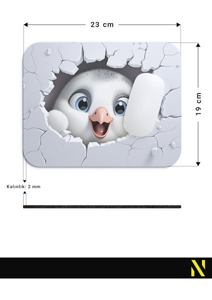 Penguen Desenli Renkli Ergonomik Mouse Pad - 23 cm x 19 cm - Kaydırmaz Taban Ev ve Ofis Kullanımı Için Ideal Fare Altlığı Mousepad