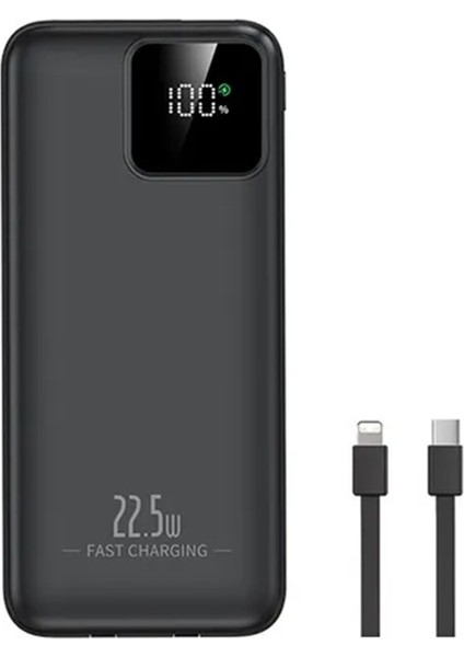 20.000 Mah Powerbank Pd 22.5W Hızlı Şarj Dahili Type-C ve Lightning Kablolu Quick Charge 3.0 fiyatları