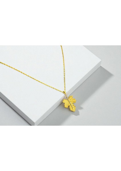 Yaprak Kolyesi 925 Ayar Gümüş 18 K Gold Kaplama modelleri