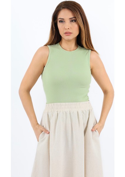 Kadın İnce Fitilli Çağla Yeşili Pamuk Atlet fırsatları