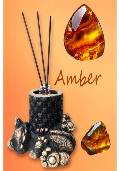 Amber Kokulu Oda Kokusu – Kedi Biblo Tasarım 100 ml Çubuklu