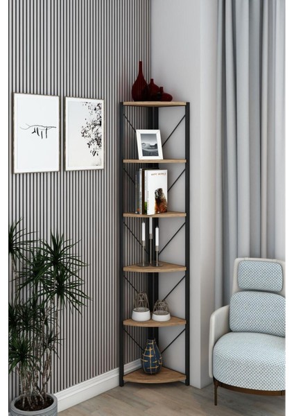 Datça 6 Raflı Metal Köşe Mutfak Rafı Dekoratif Çok Amaçlı Raf 180 cm Beyaz