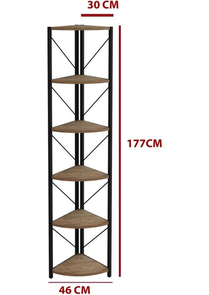 Datça 6 Raflı Metal Köşe Mutfak Rafı Dekoratif Çok Amaçlı Raf 180 cm Beyaz