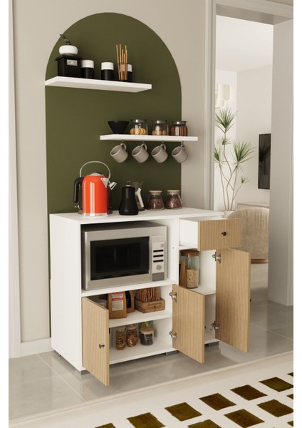 Kahve Köşesi 90 cm Çok Amaçlı Dolap Mikrodalga Set Altı Mutfak Dolabı Alt Dolap Beyaz - Arno fırsatları