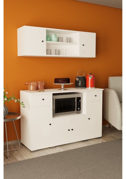 Kahve Köşesi Çok Amaçlı Dolap Mikrodalga Set Altı Mutfak Dolabı Beyaz / Beyaz fiyatları