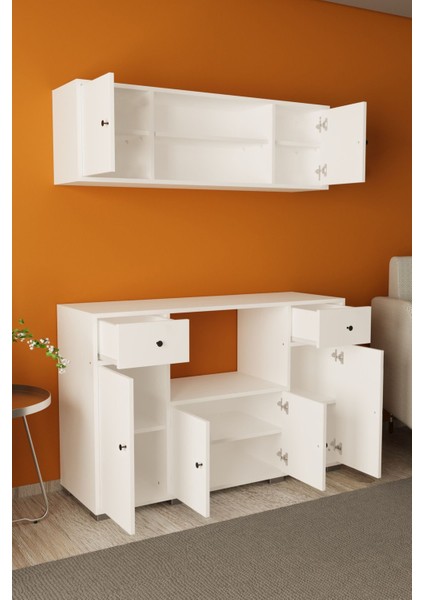 Kahve Köşesi Çok Amaçlı Dolap Mikrodalga Set Altı Mutfak Dolabı Beyaz / Beyaz fırsatları