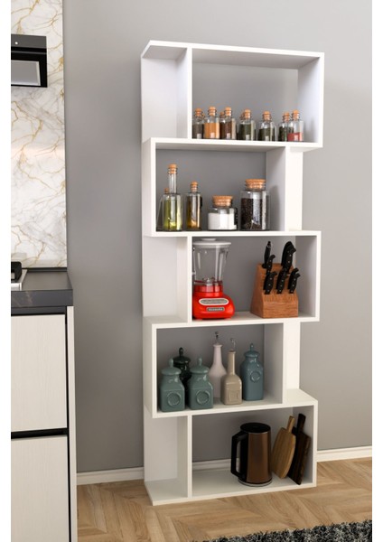 Scala 5 Raflı Mutfak Dolabı Mutfak Rafı Çok Amaçlı Dolap -Beyaz fiyatları