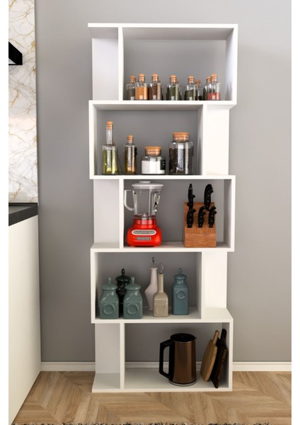 Scala 5 Raflı Mutfak Dolabı Mutfak Rafı Çok Amaçlı Dolap -Beyaz modelleri