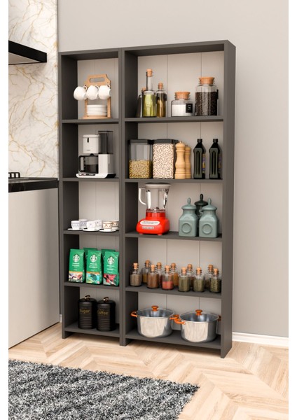 10 Raflı Mutfak Dolabı Mutfak Rafı Çok Amaçlı Dolap ve Saklama Dolabı-Antrasit